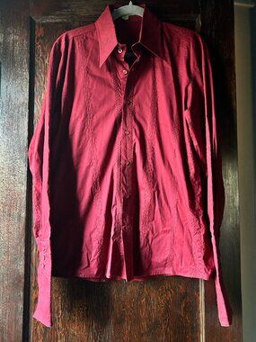 Vintage Couture The Clothing Company Red Embroidered Western Button Down Shirt